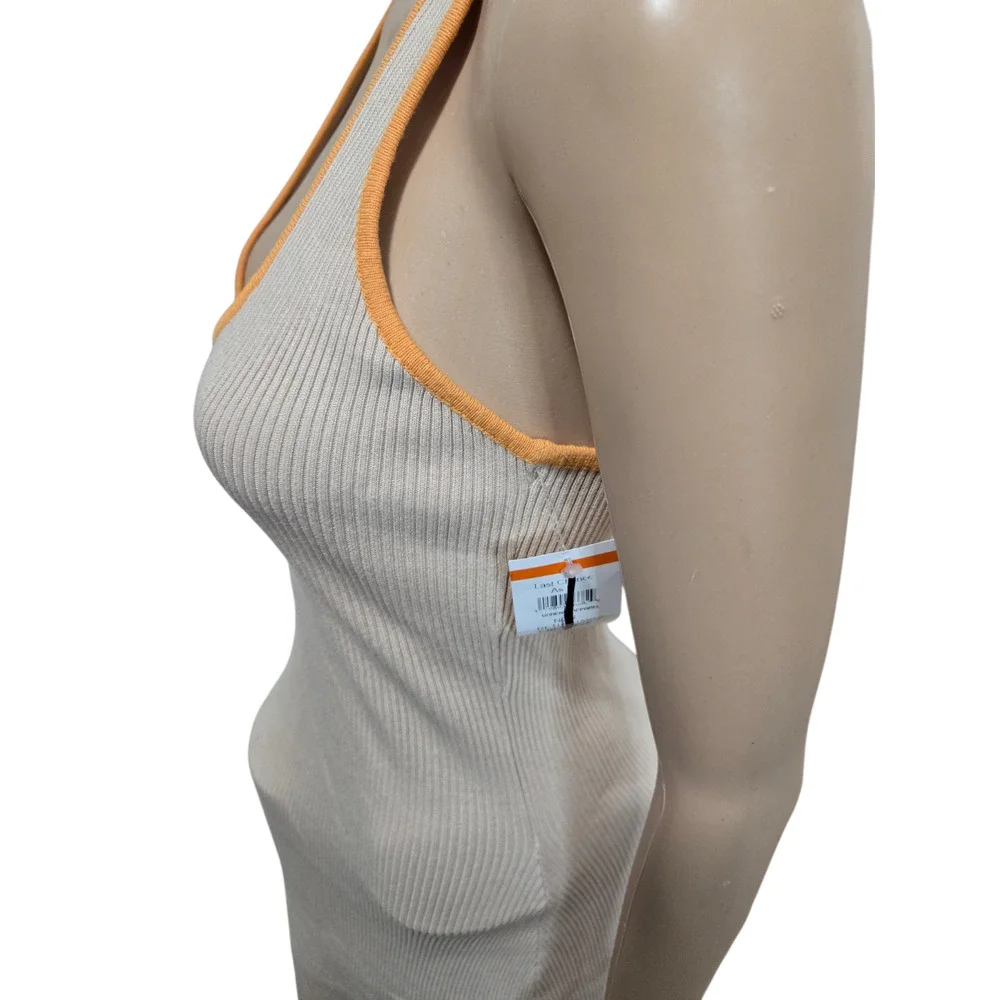 Petal & pup women's large tan and orange tank top dress long slit - Picture 2 of 4
